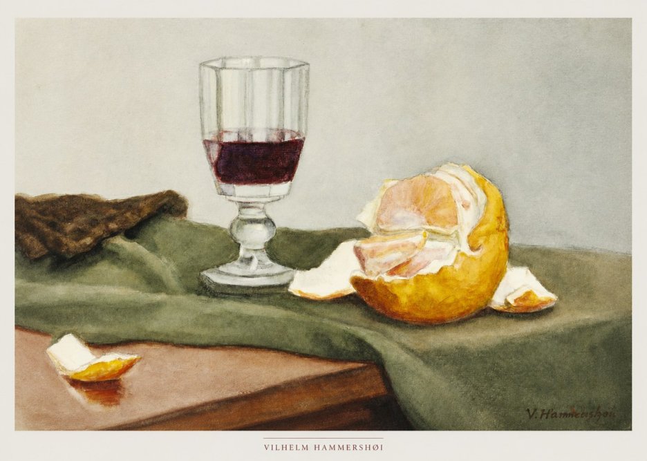 Vilhelm Hammershøi Still Life with Wine Glass and Orange No6 - Juliste