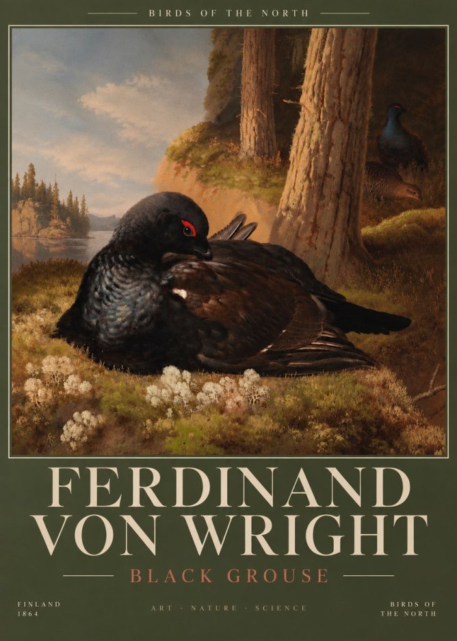 Ferdinand von Wright The Black Grouse No6 - Juliste