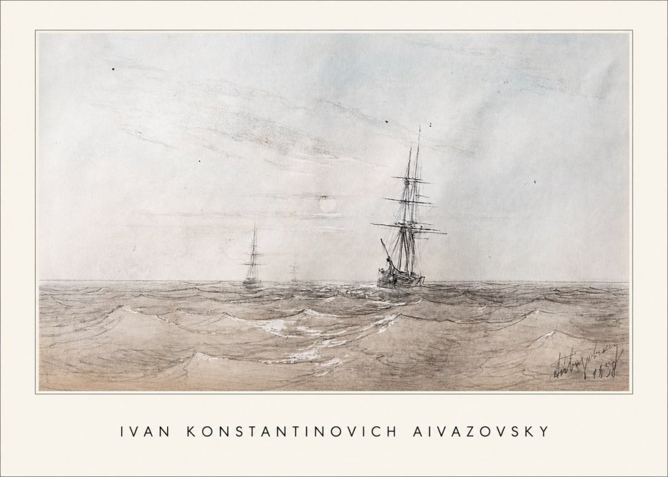 Ivan Konstantinovich Aivazovsky Two Sailing Ships at Sea No1 - Juliste