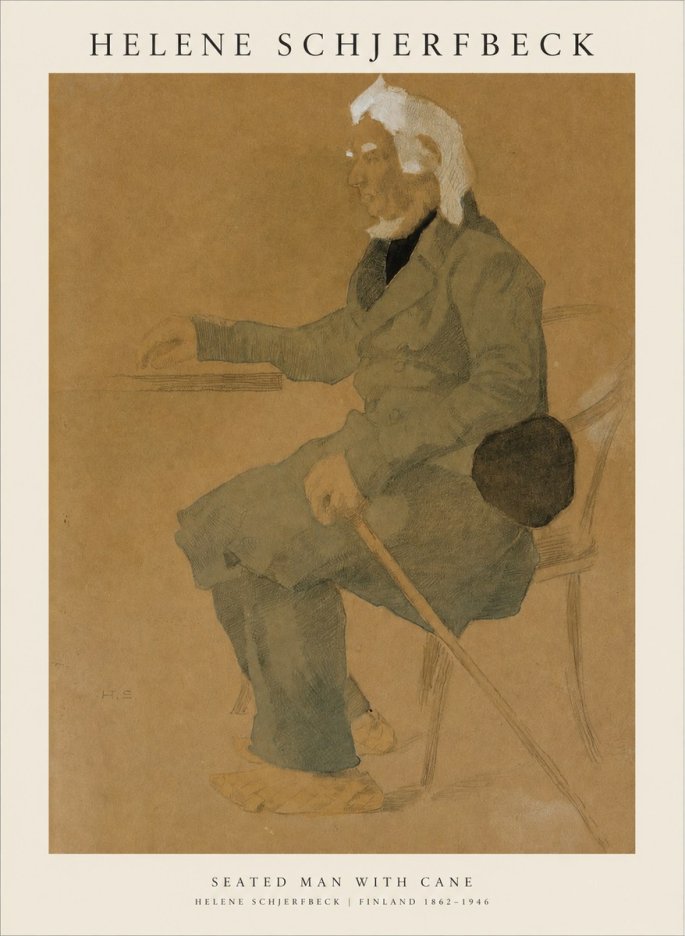 Helene Schjerfbeck Seated Man with Cane No1 - Juliste