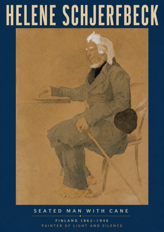 Helene Schjerfbeck Seated Man with Cane No5 - Juliste