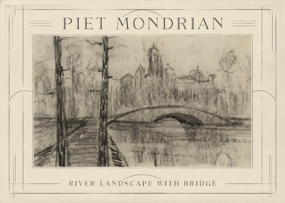 Piet Mondrian River Landscape with Bridge No1 - Juliste