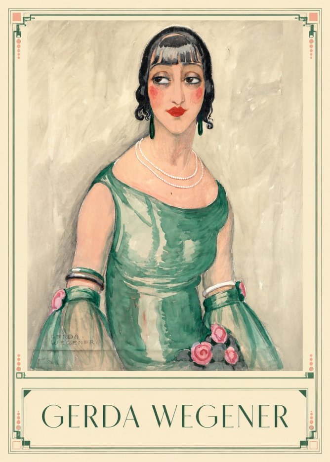 Gerda Wegener Portrait of a Woman in Green Dress No1 - Juliste