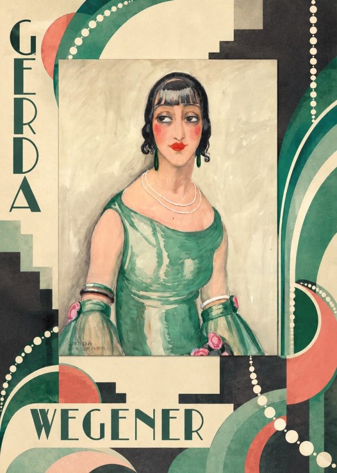 Gerda Wegener Portrait of a Woman in Green Dress No4 - Juliste