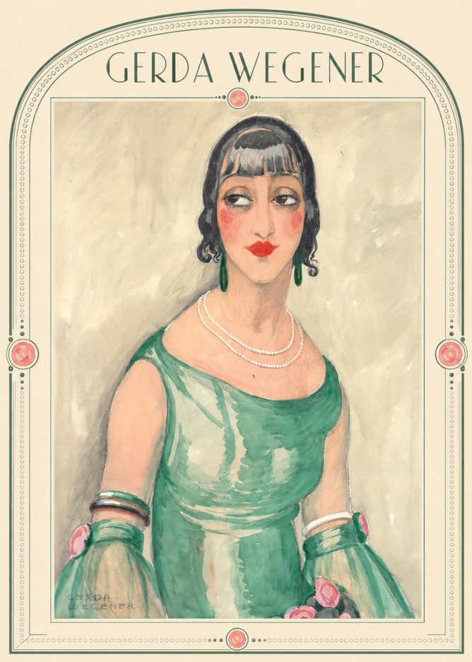 Gerda Wegener Portrait of a Woman in Green Dress No5 - Juliste