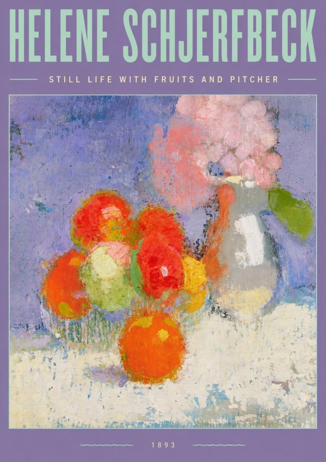 Helene Schjerfbeck Still Life with Fruits and Pitcher No3 - Juliste