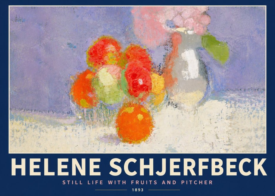 Helene Schjerfbeck Still Life with Fruits and Pitcher No4 - Juliste