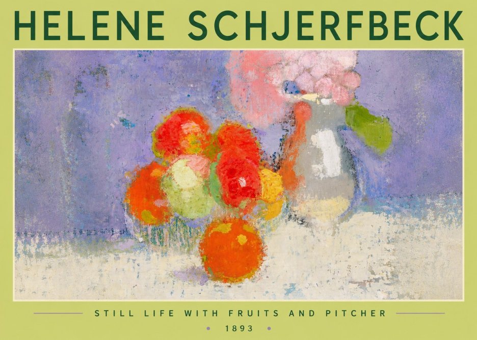 Helene Schjerfbeck Still Life with Fruits and Pitcher No6 - Juliste