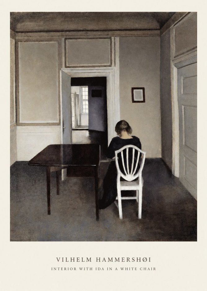 Vilhelm Hammershøi Interior with Ida in a White Chair No6 - Juliste