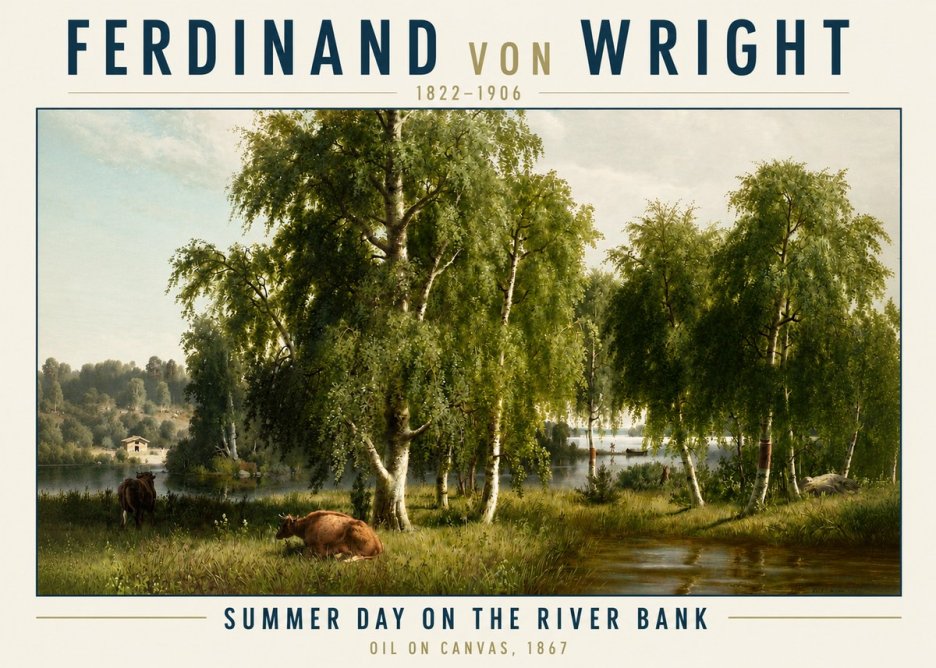 Ferdinand von Wright Summer Day on the River Bank No3 - Juliste