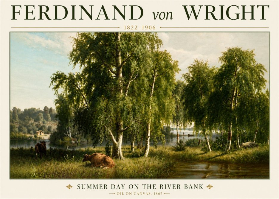 Ferdinand von Wright Summer Day on the River Bank No4 - Juliste