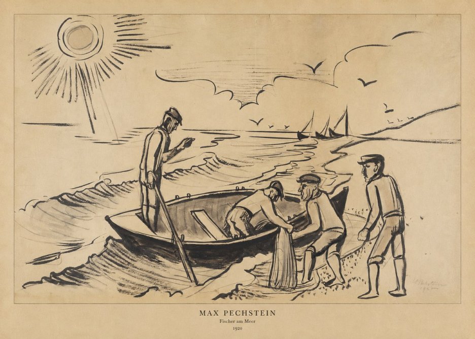 Max Pechstein Fischer Am Meer - 1920 No6 - Juliste