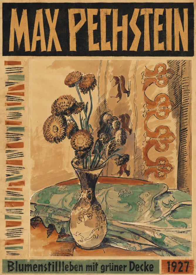 Max Pechstein Blumenstillleben Mit Grüner Decke No3 - Juliste