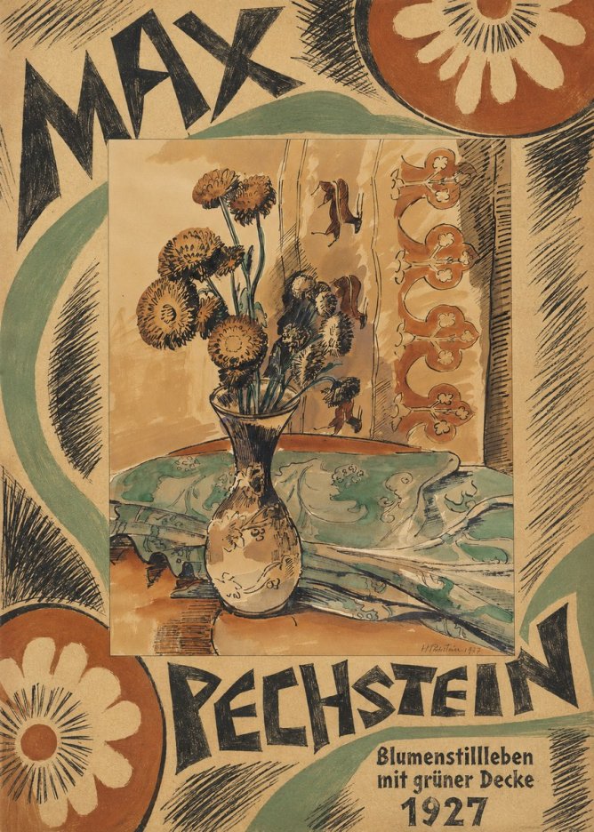 Max Pechstein Blumenstillleben Mit Grüner Decke No6 - Juliste