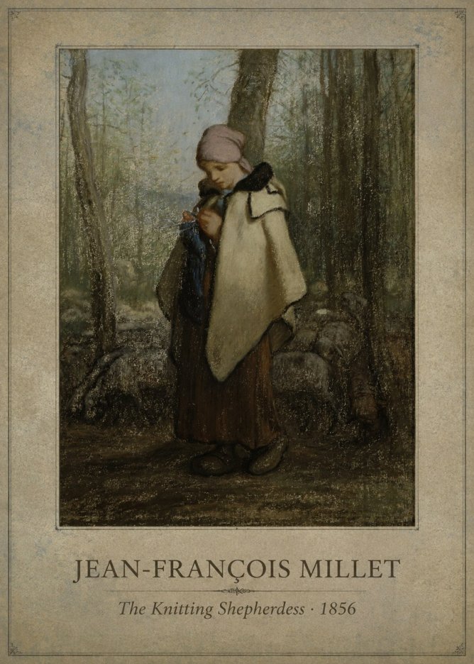 Jean-François Millet The Knitting Shepherdess · 1856 No1 - Juliste