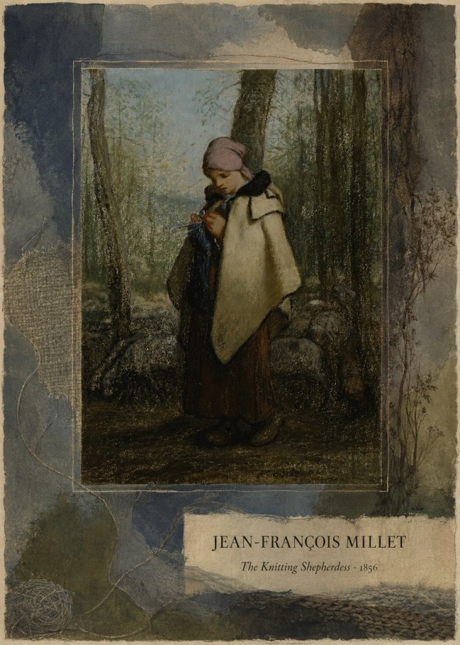 Jean-François Millet The Knitting Shepherdess · 1856 No4 - Juliste