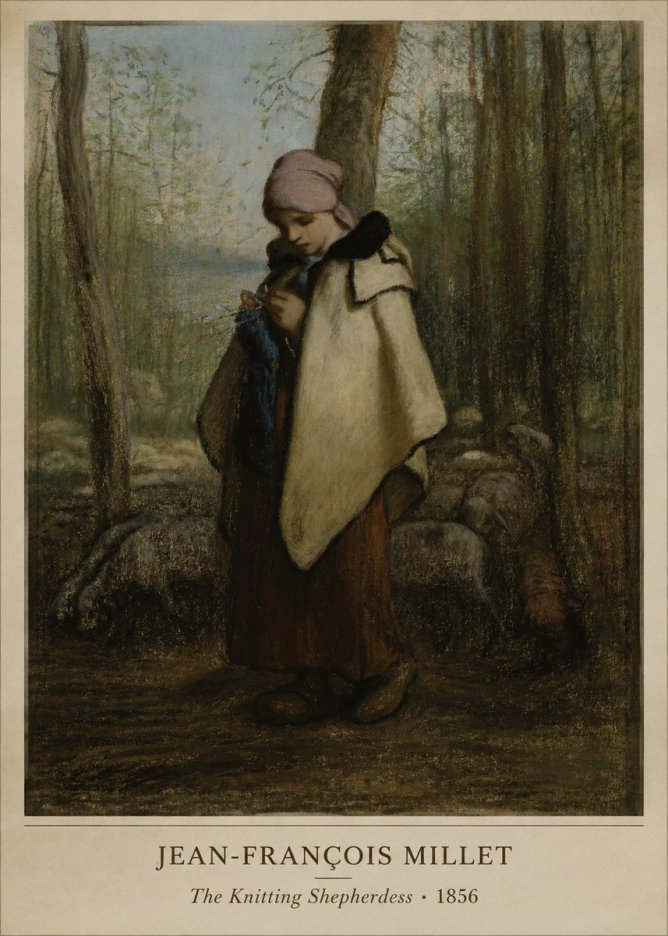 Jean-François Millet The Knitting Shepherdess · 1856 No5 - Juliste