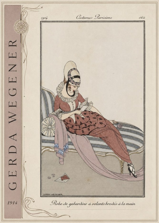 Gerda Wegener Robe De Gabardine À Volants Brodés À La Main II No2 - Juliste