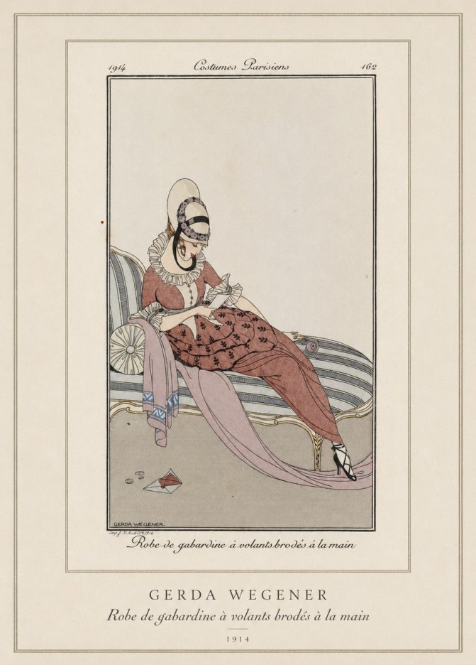 Gerda Wegener Robe De Gabardine À Volants Brodés À La Main II No3 - Juliste