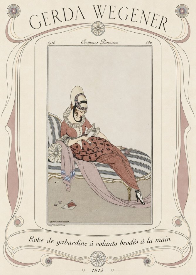 Gerda Wegener Robe De Gabardine À Volants Brodés À La Main II No4 - Juliste