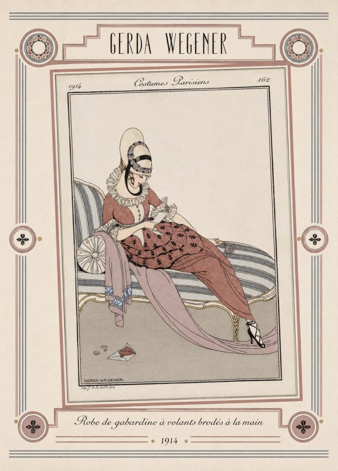 Gerda Wegener Robe De Gabardine À Volants Brodés À La Main II No5 - Juliste