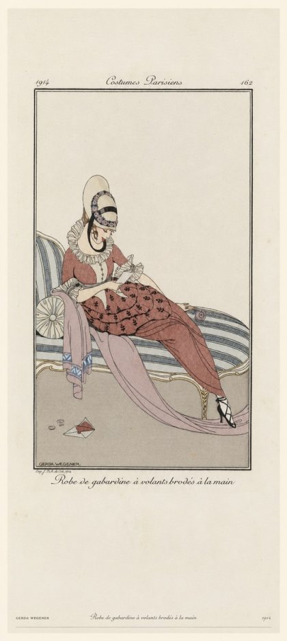 Gerda Wegener Robe De Gabardine À Volants Brodés À La Main II No6 - Juliste