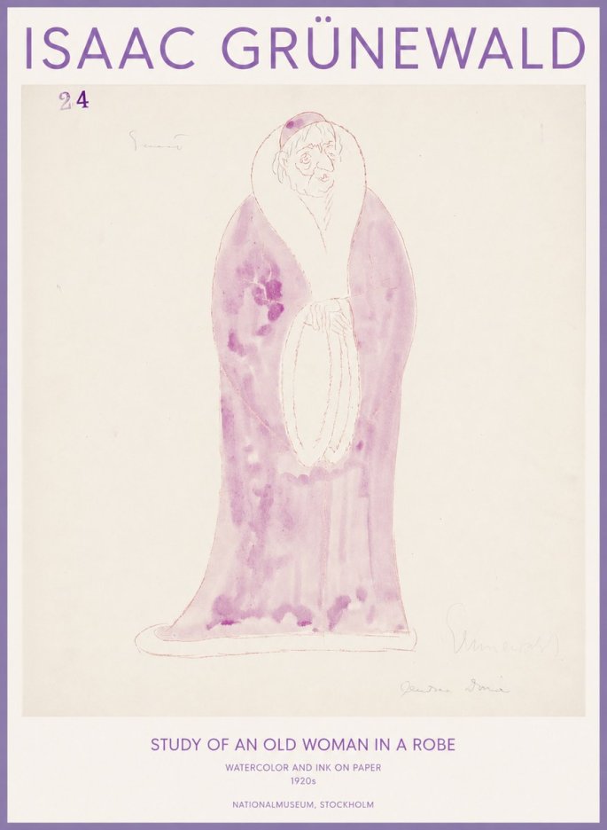 Isaac Grünewald Study of an Old Woman in a Robe No1 - Juliste