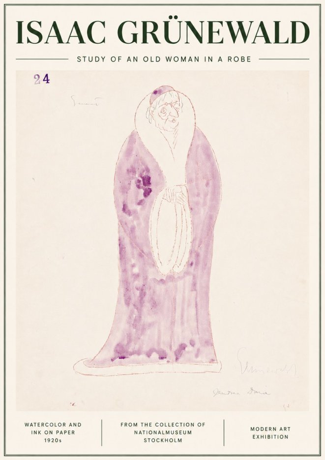 Isaac Grünewald Study of an Old Woman in a Robe No3 - Juliste