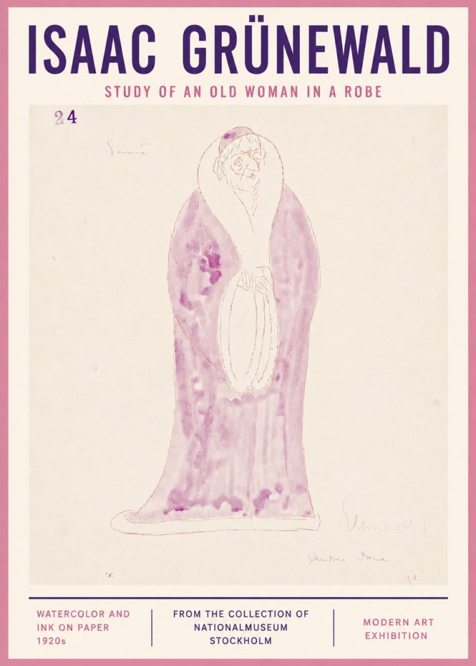Isaac Grünewald Study of an Old Woman in a Robe No4 - Juliste
