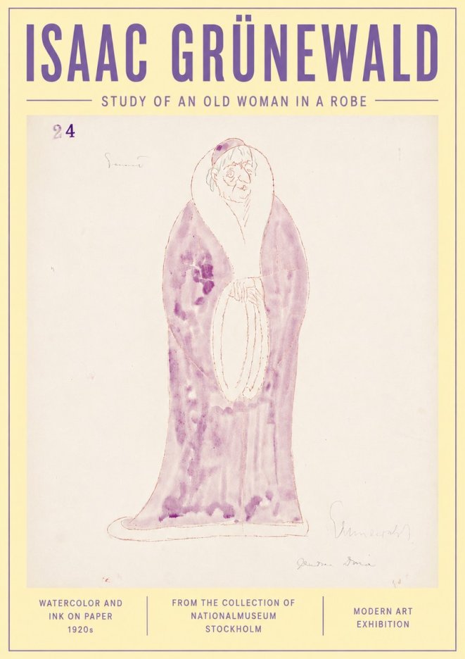 Isaac Grünewald Study of an Old Woman in a Robe No6 - Juliste