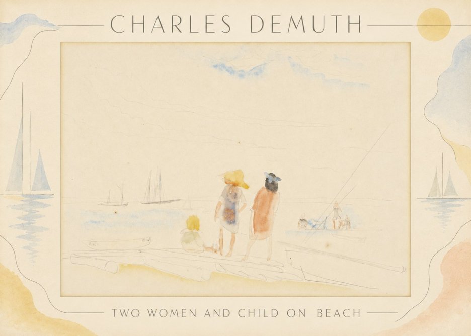 Charles Demuth Two Women and Child on Beach No3 - Juliste