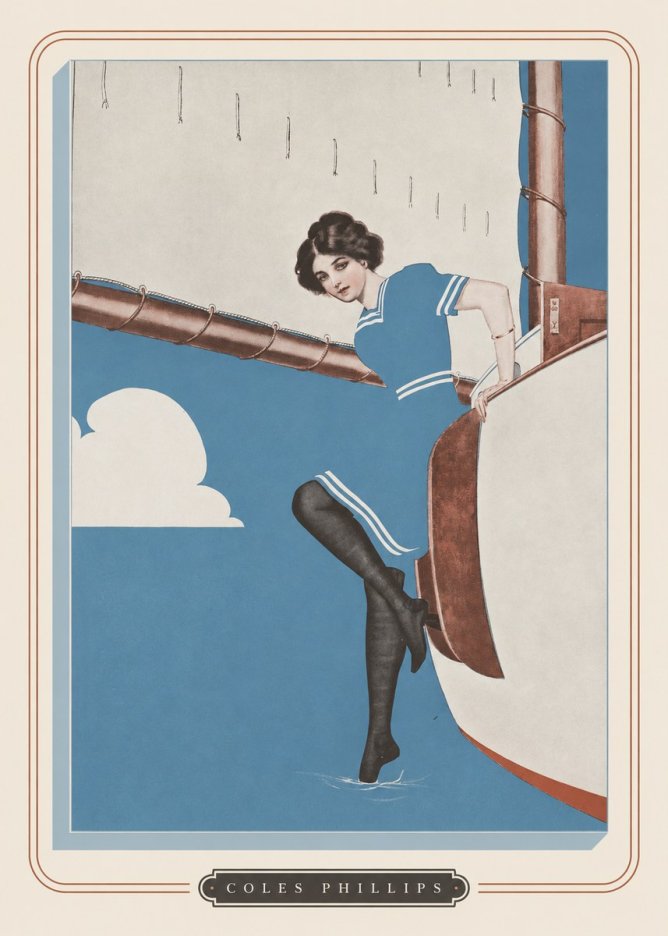 Coles Phillips Woman on a Yacht No3 - Juliste