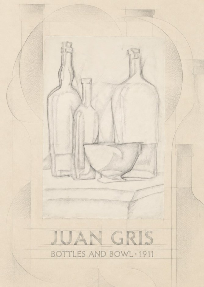 Juan Gris Bottles and Bowl No6 - Juliste