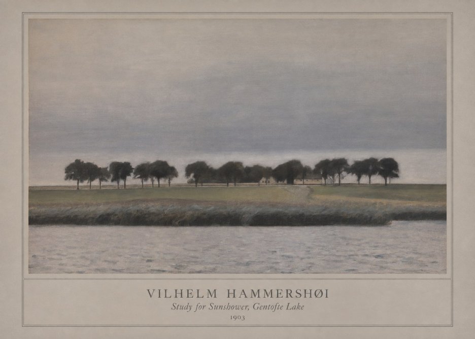 Vilhelm Hammershøi Study for Sunshower, Gentofte Lake No1 - Juliste