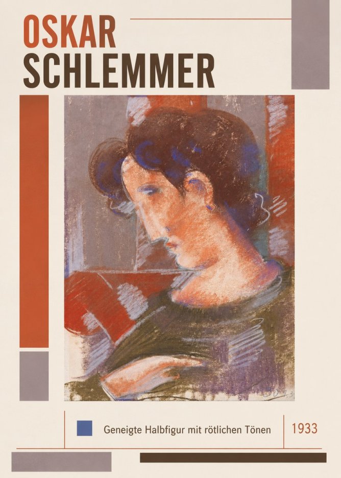 Oskar Schlemmer Geneigte Halbfigur Mit Rötlichen Tönen No1 - Juliste
