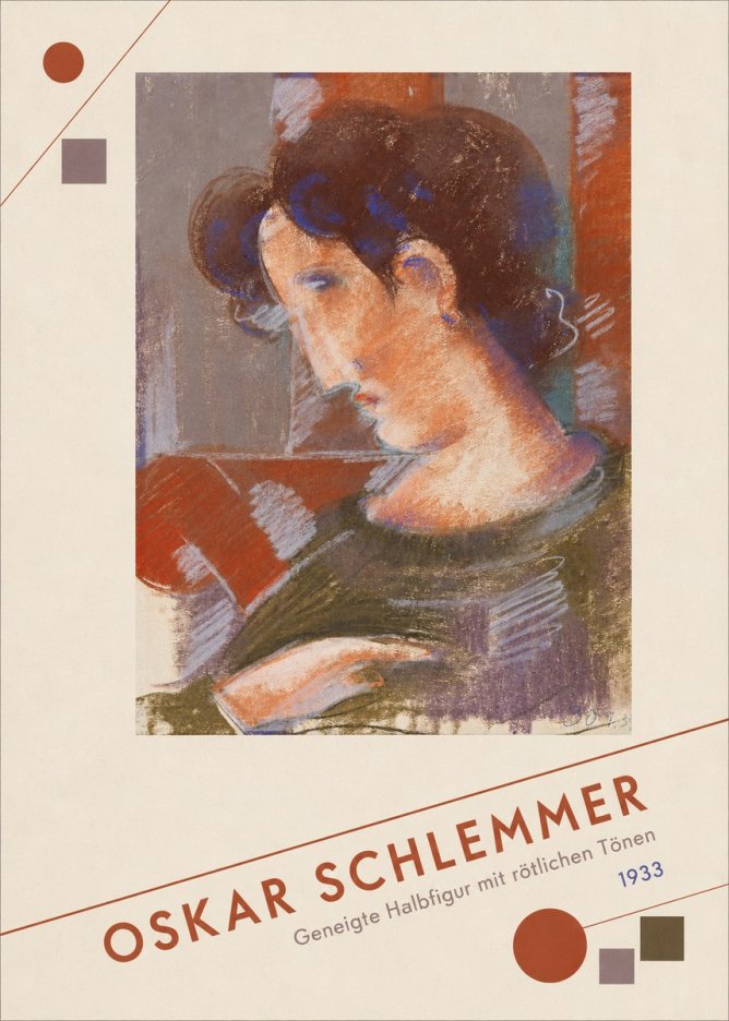 Oskar Schlemmer Geneigte Halbfigur Mit Rötlichen Tönen No3 - Juliste