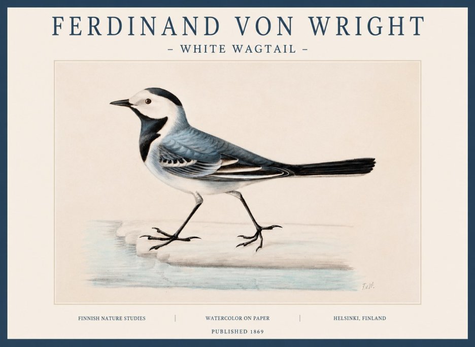 Ferdinand von Wright White Wagtail No1 - Juliste