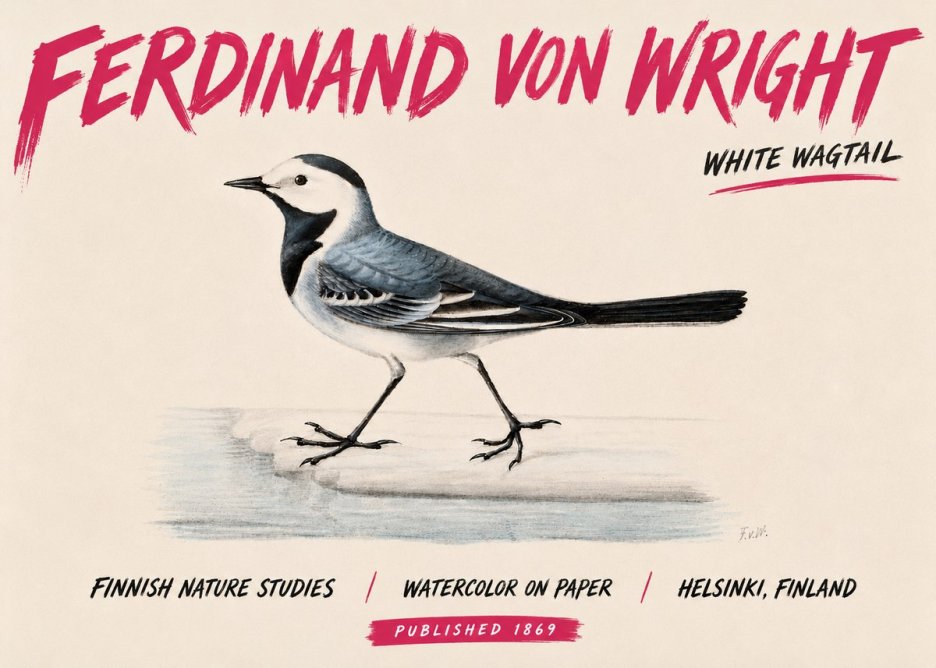Ferdinand von Wright White Wagtail No6 - Juliste