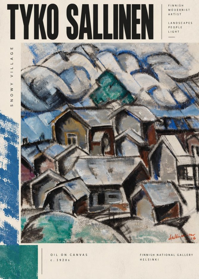 Tyko Sallinen Snowy Village No5 - Juliste