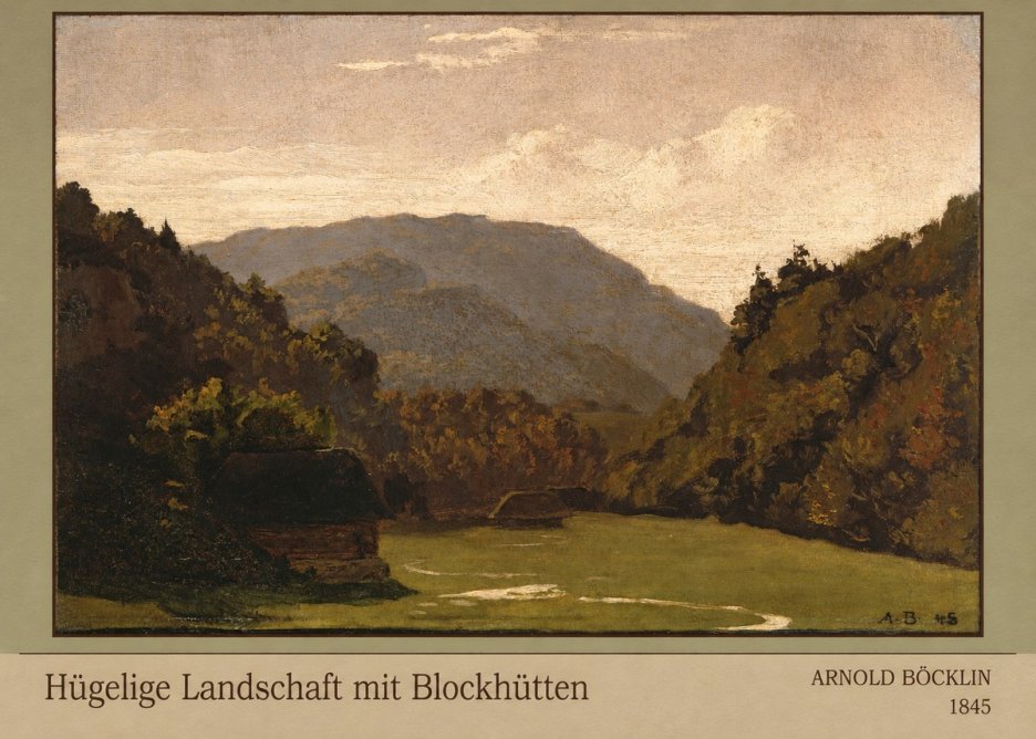 Arnold Böcklin Hügelige Landschaft Mit Blockhütten No3 - Juliste