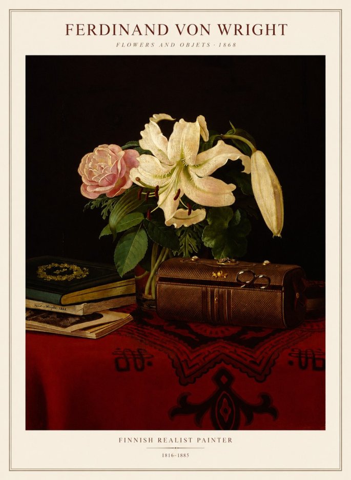 Ferdinand von Wright Flowers and Objets No1 - Juliste