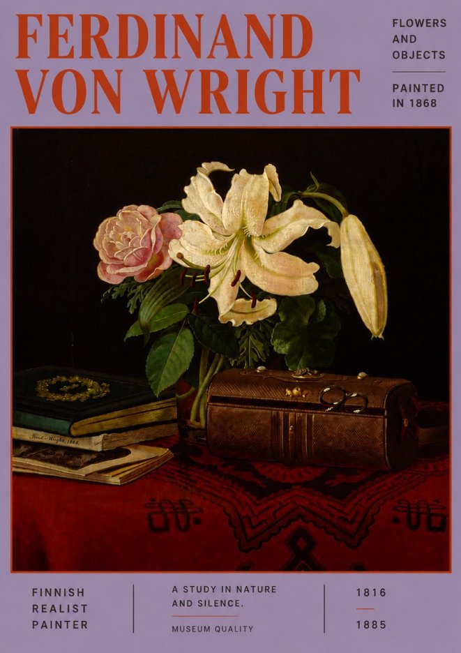 Ferdinand von Wright Flowers and Objets No6 - Juliste