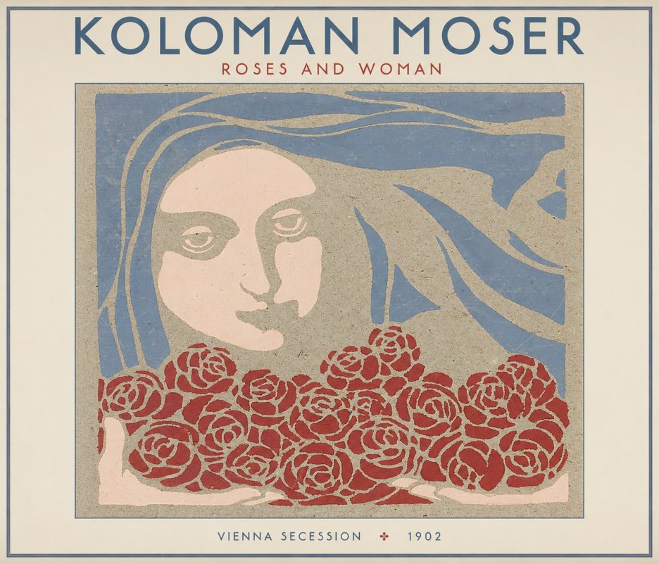 Koloman Moser Roses and Woman No1 - Juliste