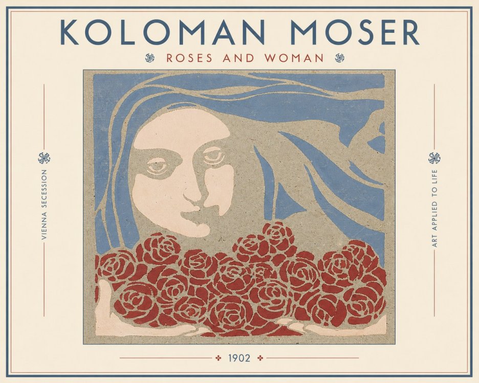 Koloman Moser Roses and Woman No3 - Juliste