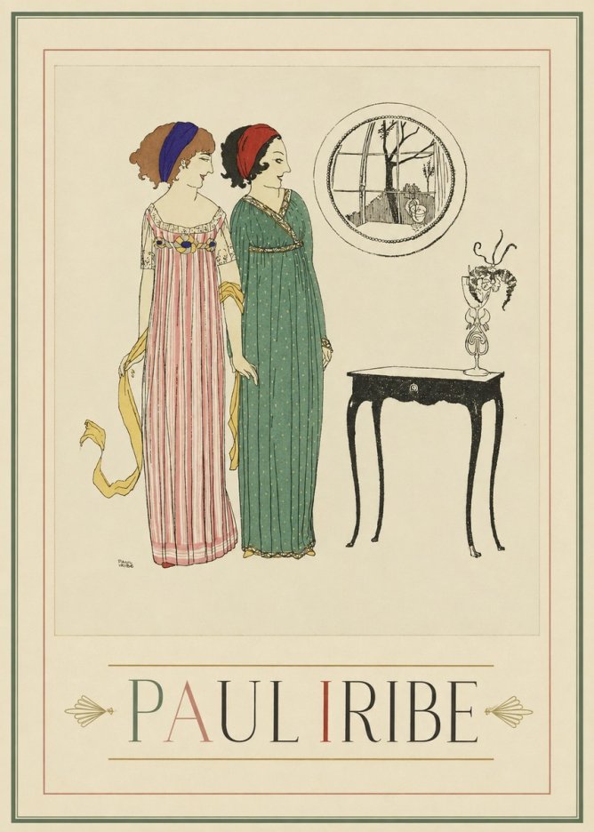 Paul Iribe Two Women in Elegant Dresses No1 - Juliste