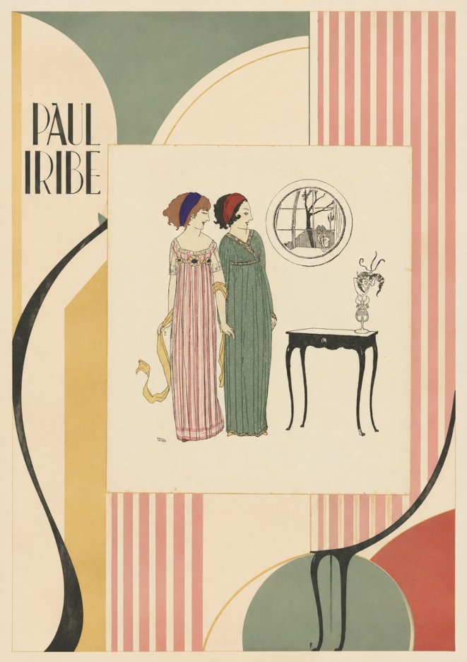 Paul Iribe Two Women in Elegant Dresses No4 - Juliste