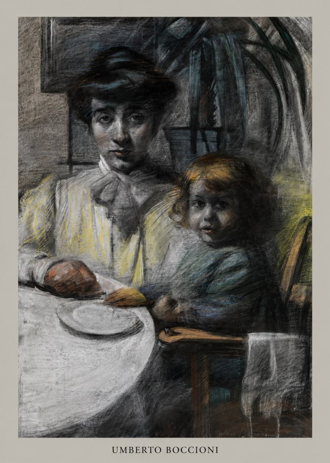 Umberto Boccioni Mother and Sister No6 - Juliste