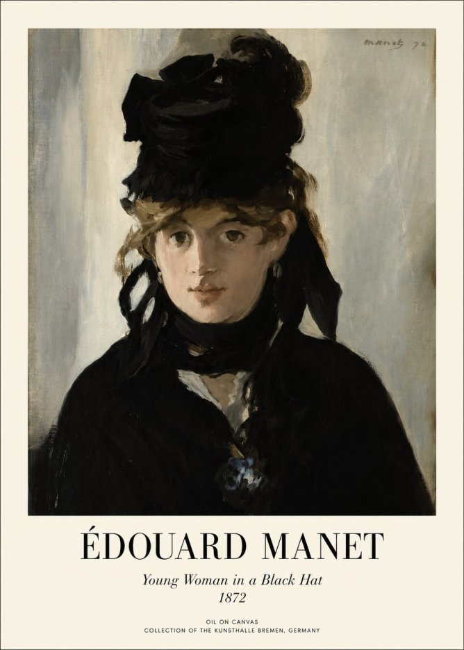 Édouard Manet Young Woman in a Black Hat I No1 - Juliste
