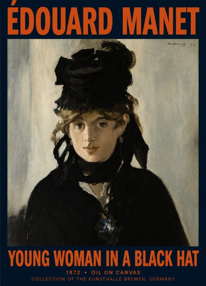 Édouard Manet Young Woman in a Black Hat I No2 - Juliste
