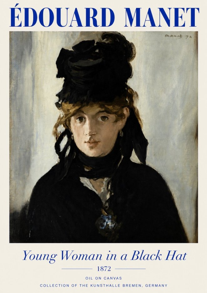 Édouard Manet Young Woman in a Black Hat I No4 - Juliste